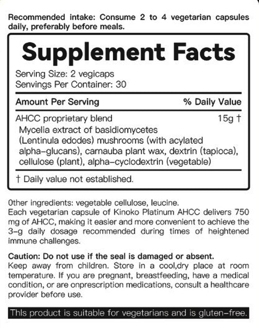 Roots Naturals™ Platinum AHCC – Immune Support | 60 Vegicaps