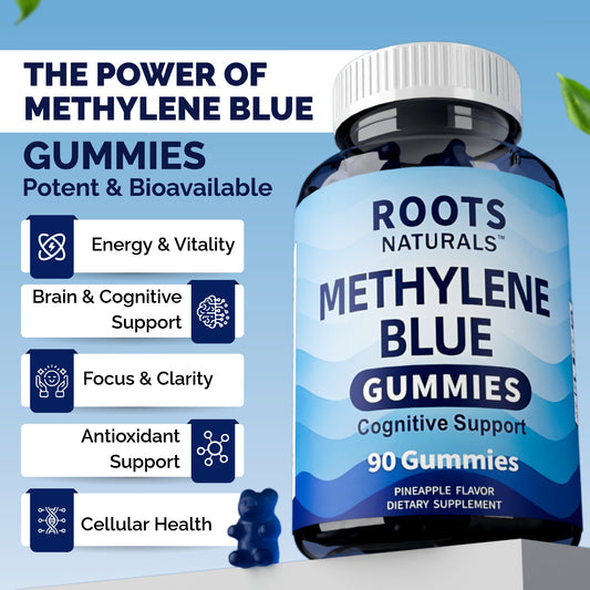 Roots Naturals™ Methylene Blue Gummies Cognitive Support | 90 Gummies | Pineapple Flavor